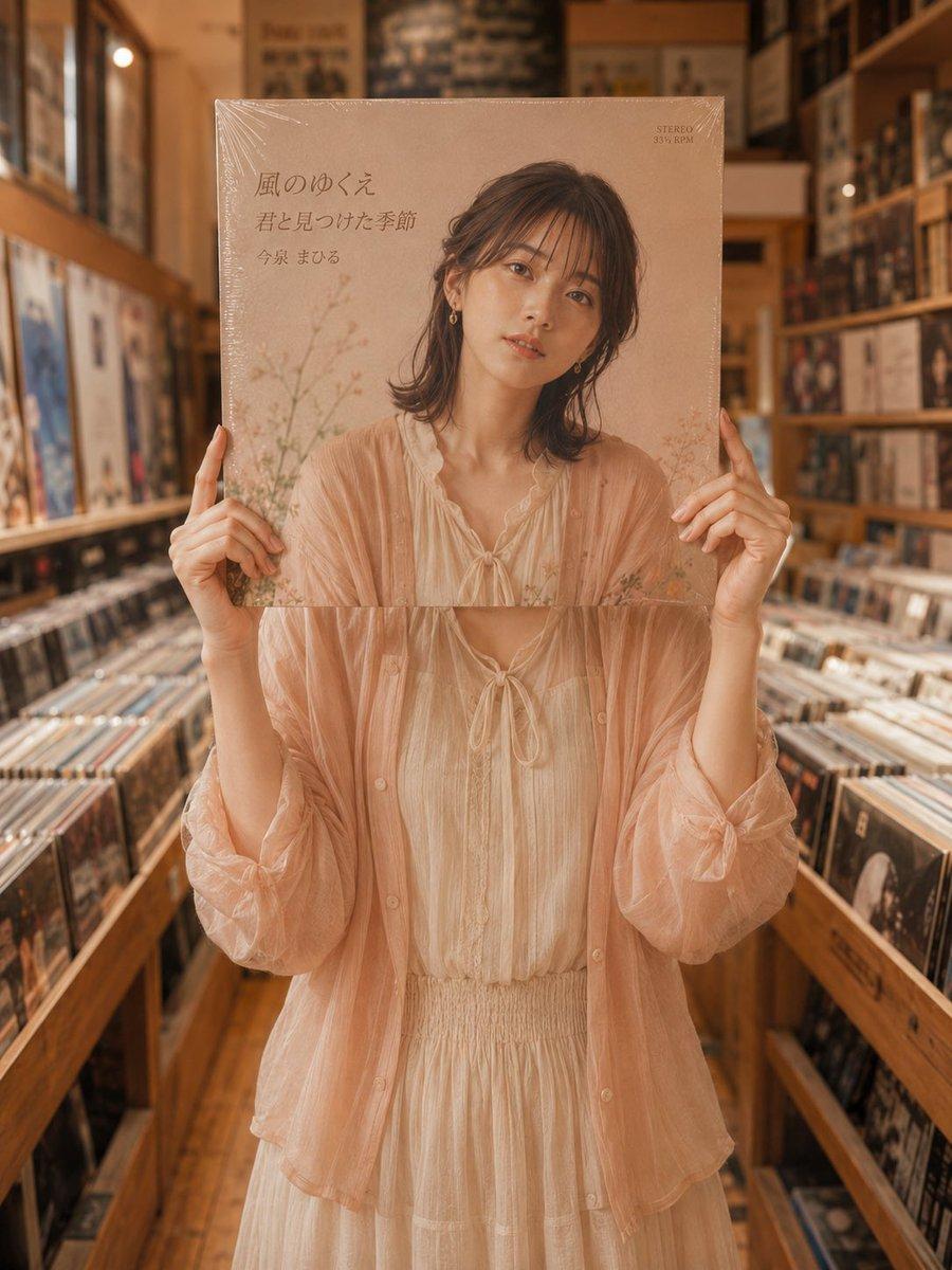 Vinyl Record Store Illusion Portrait - AI image template preview