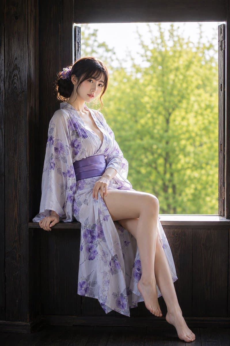 Japanese Summer Yukata Portrait - AI image template preview