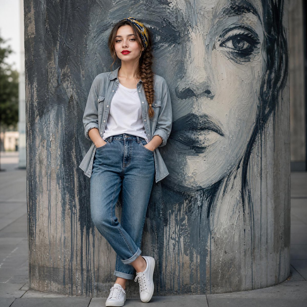 Fashion Mural Editorial Portrait - AI image template preview