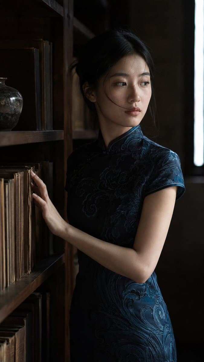 Authentic Qipao Interior Portrait - AI image template preview