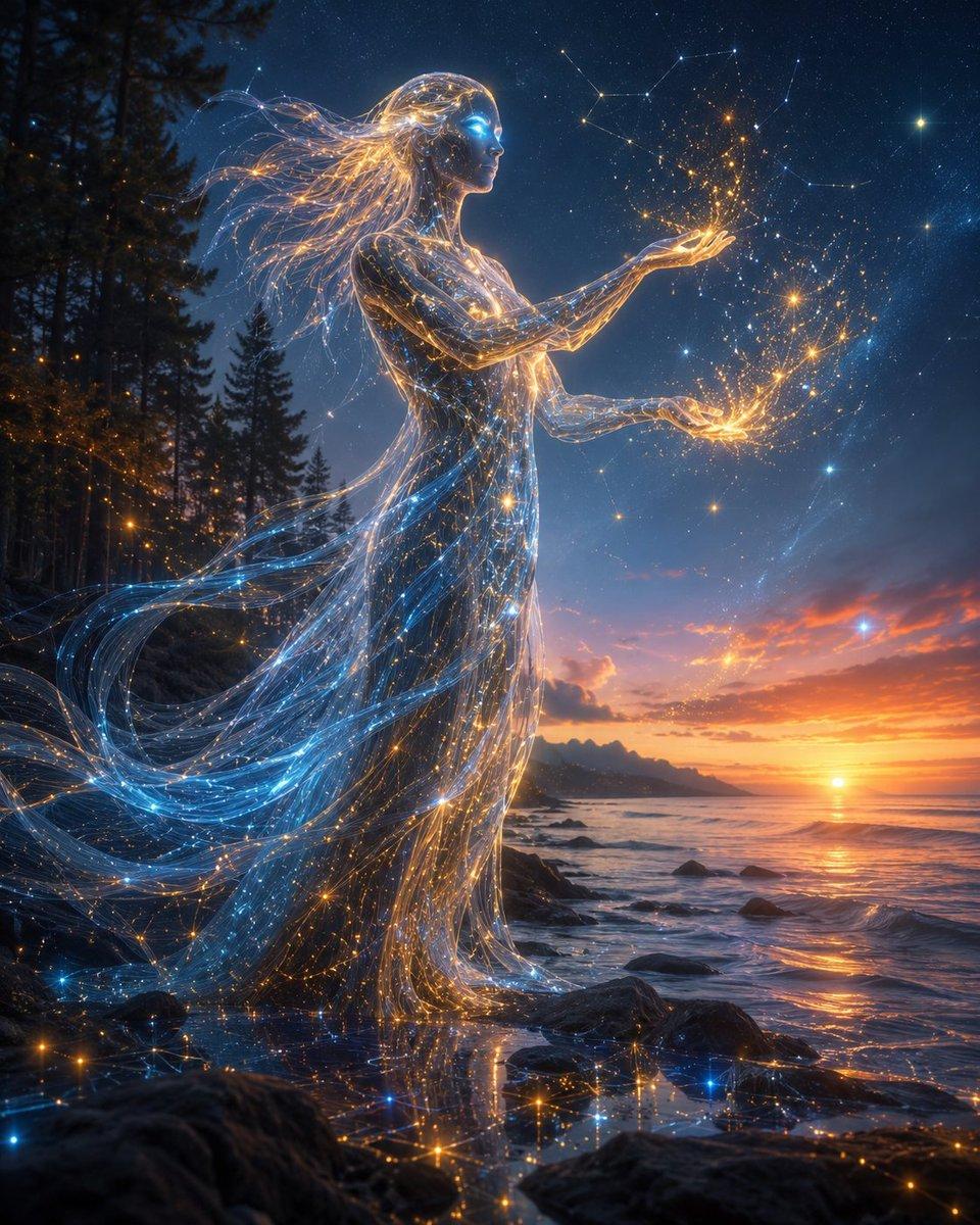 Celestial AI Spirit at Sunset - AI image template preview