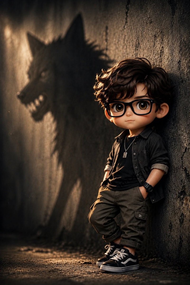 Boy With Werewolf Shadow - AI image template preview