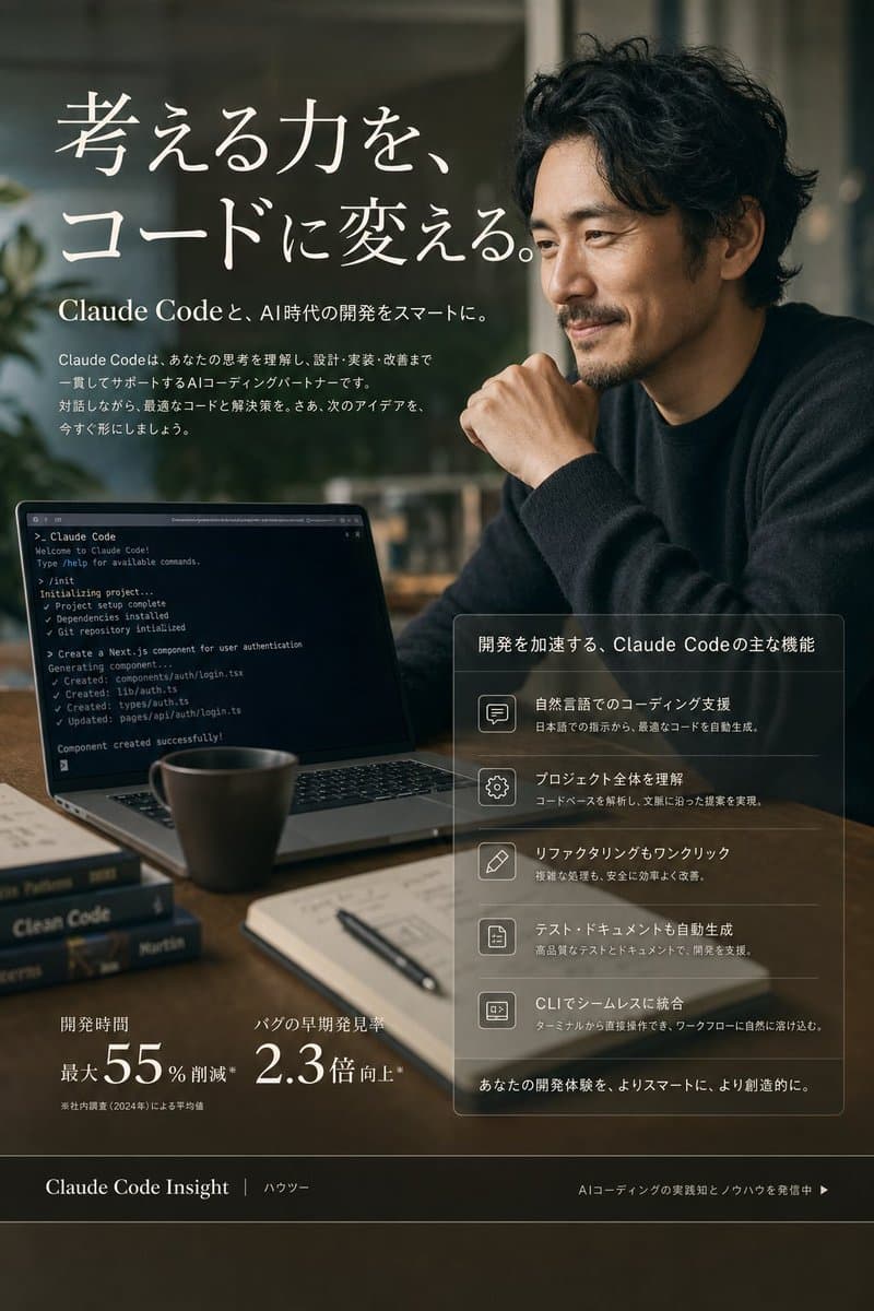 Claude Code Japanese SaaS Poster - AI image template preview
