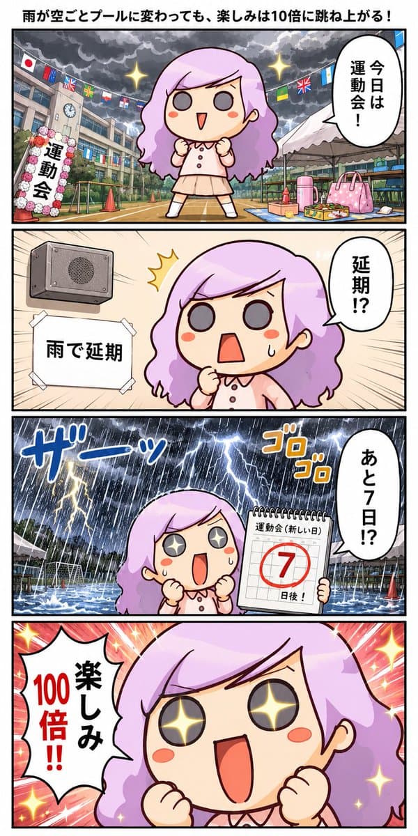 Rainy Sports Day Chibi Manga - AI image template preview