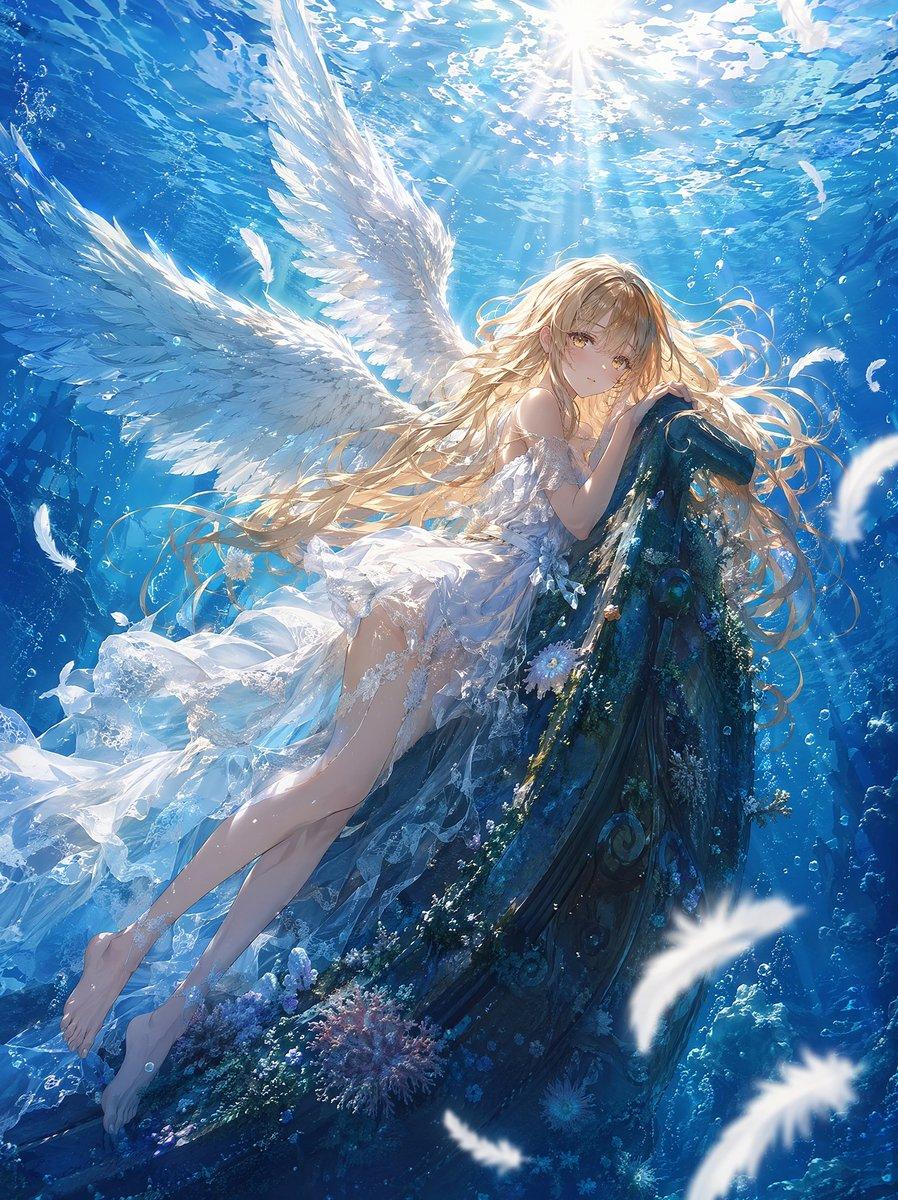 Underwater Angel Fantasy Illustration - AI image template preview