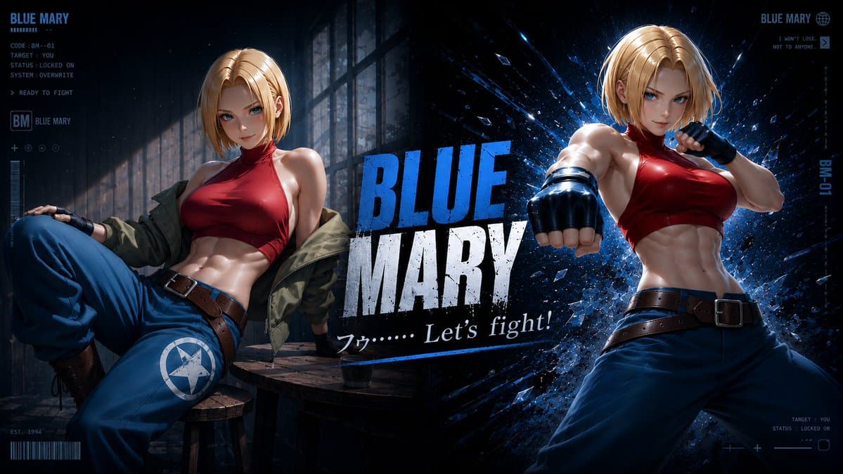 Blue Mary Fighting Game Poster - AI image template preview