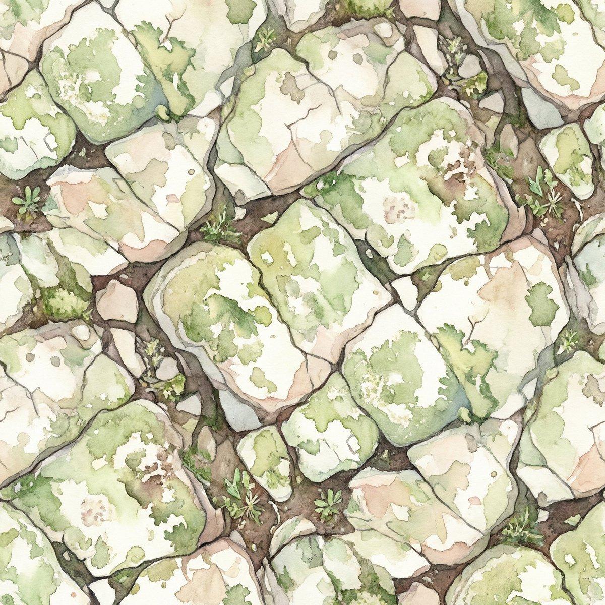Seamless Watercolor Stone Path Tile - AI image template preview