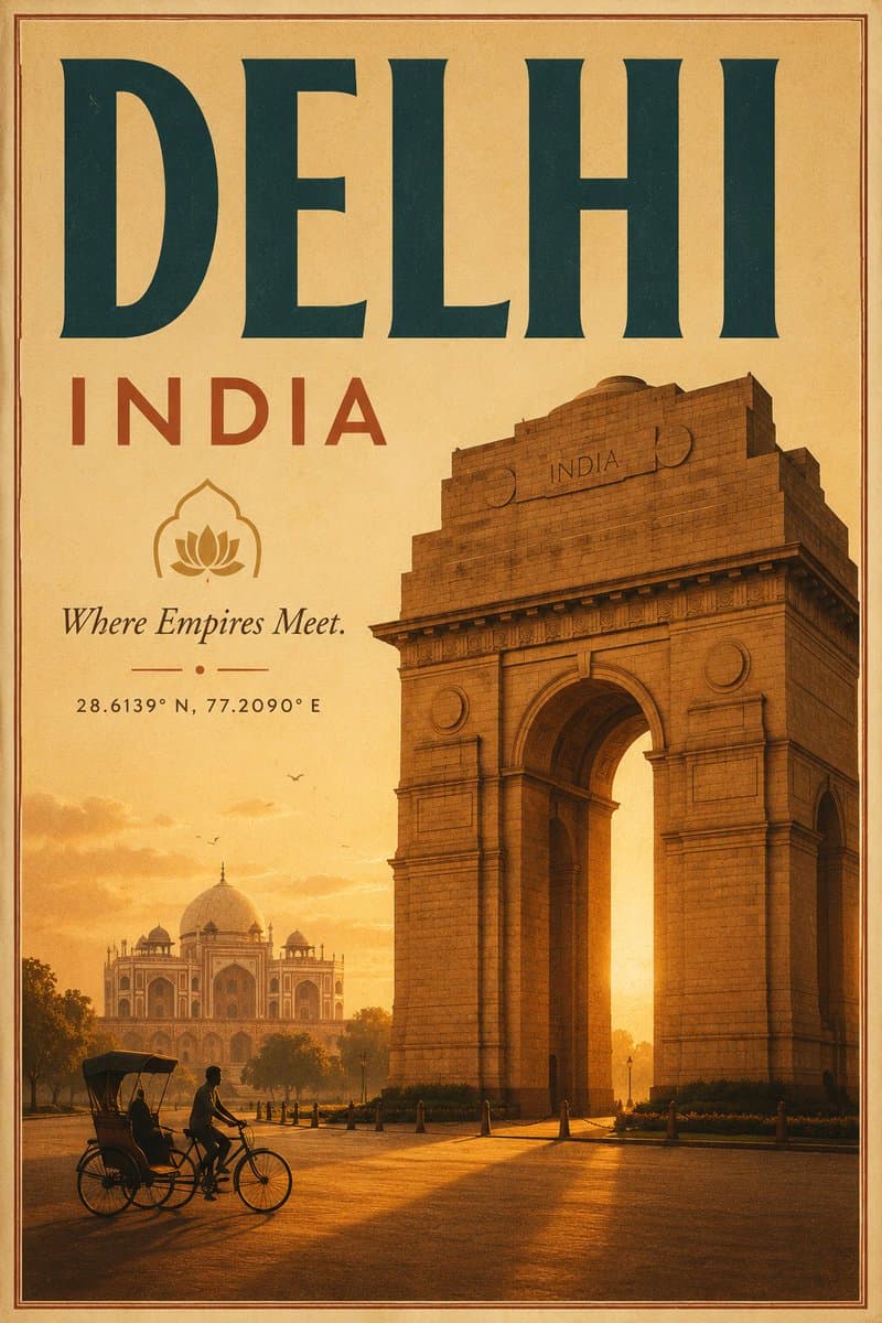 Vintage Delhi Travel Poster - AI image template preview