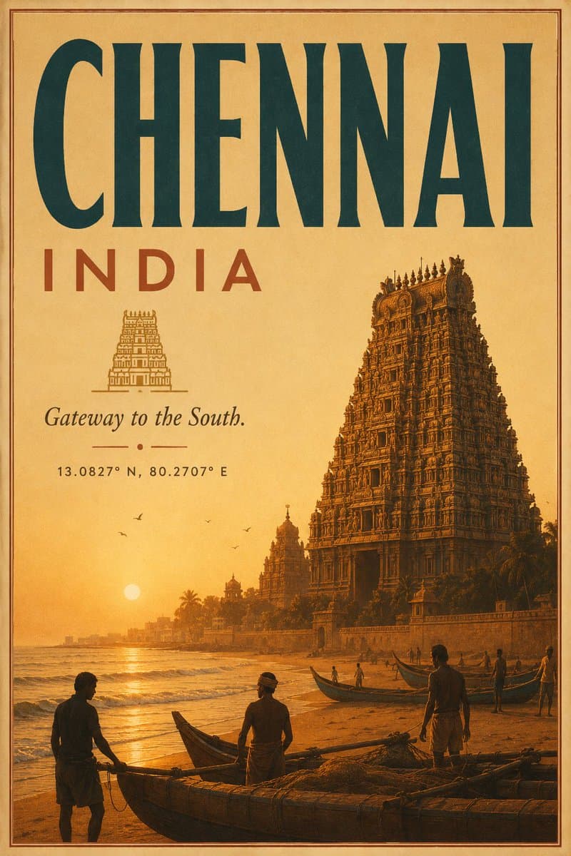 Vintage Chennai Travel Poster - AI image template preview
