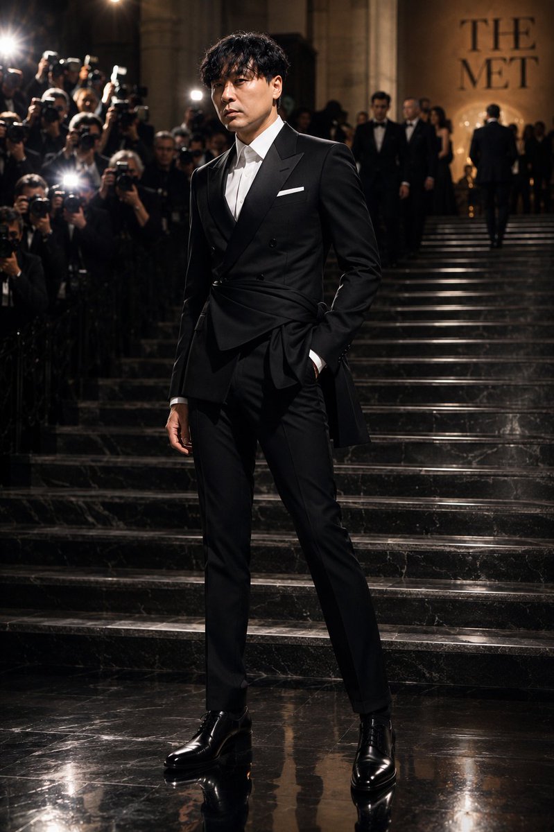 Met Gala Black Couture Tuxedo - AI image template preview