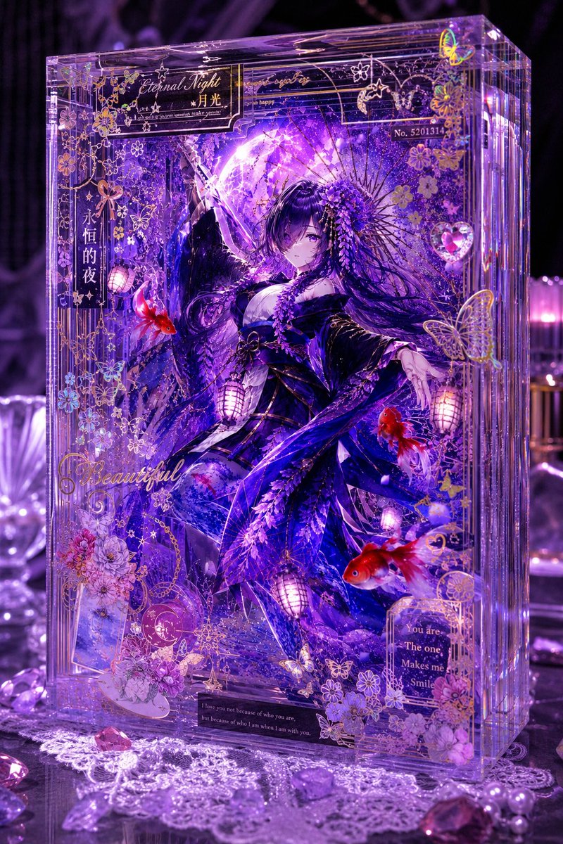 Luxury Purple Anime Acrylic Block - AI image template preview