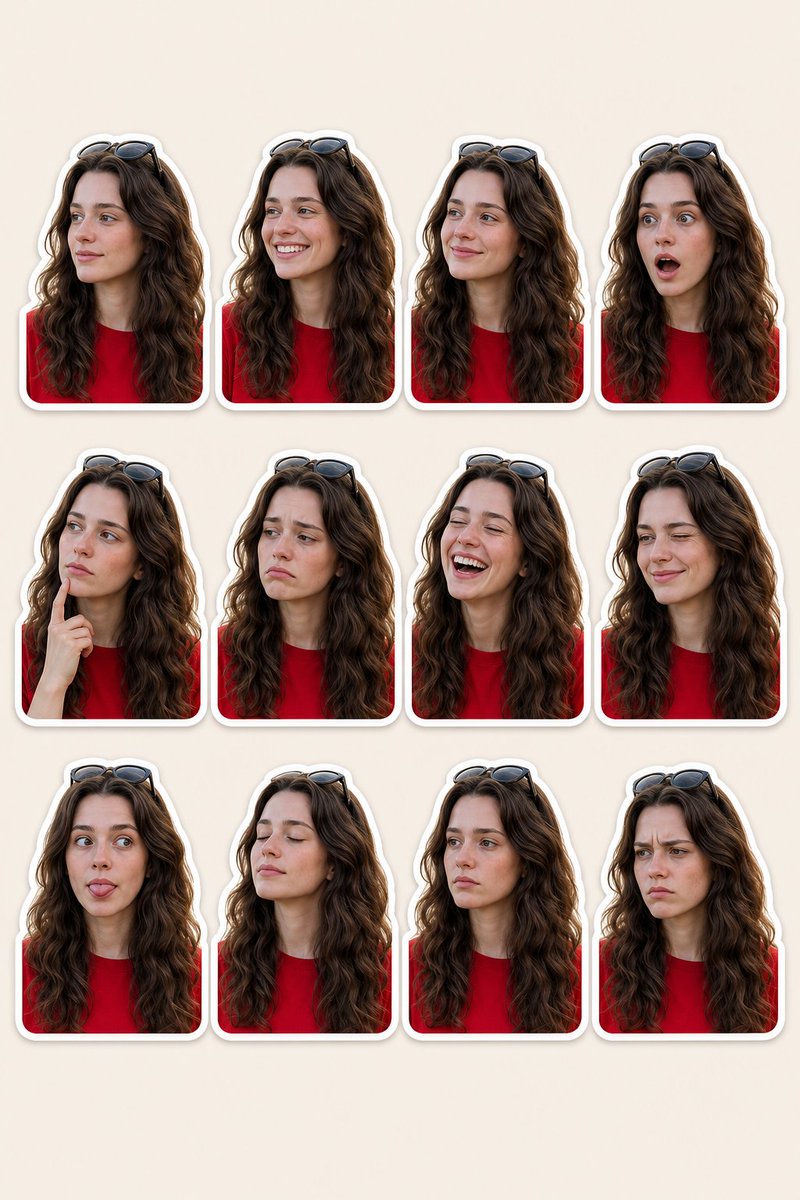 Woman Portrait Sticker Pack - AI image template preview