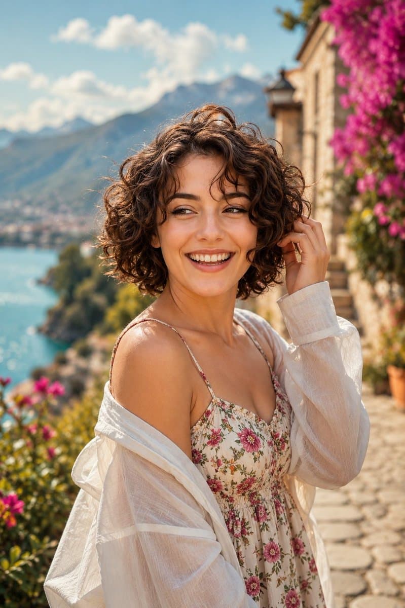 Mediterranean Lakeside Travel Editorial - AI image template preview