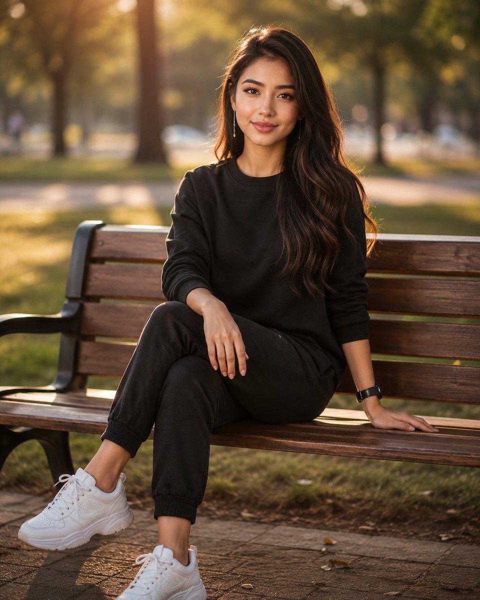 Golden Hour Park Portrait - AI image template preview
