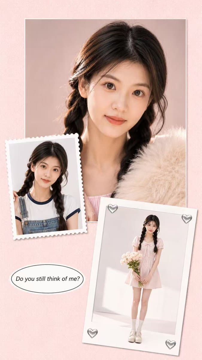 Soft Pink Scrapbook Collage - AI image template preview