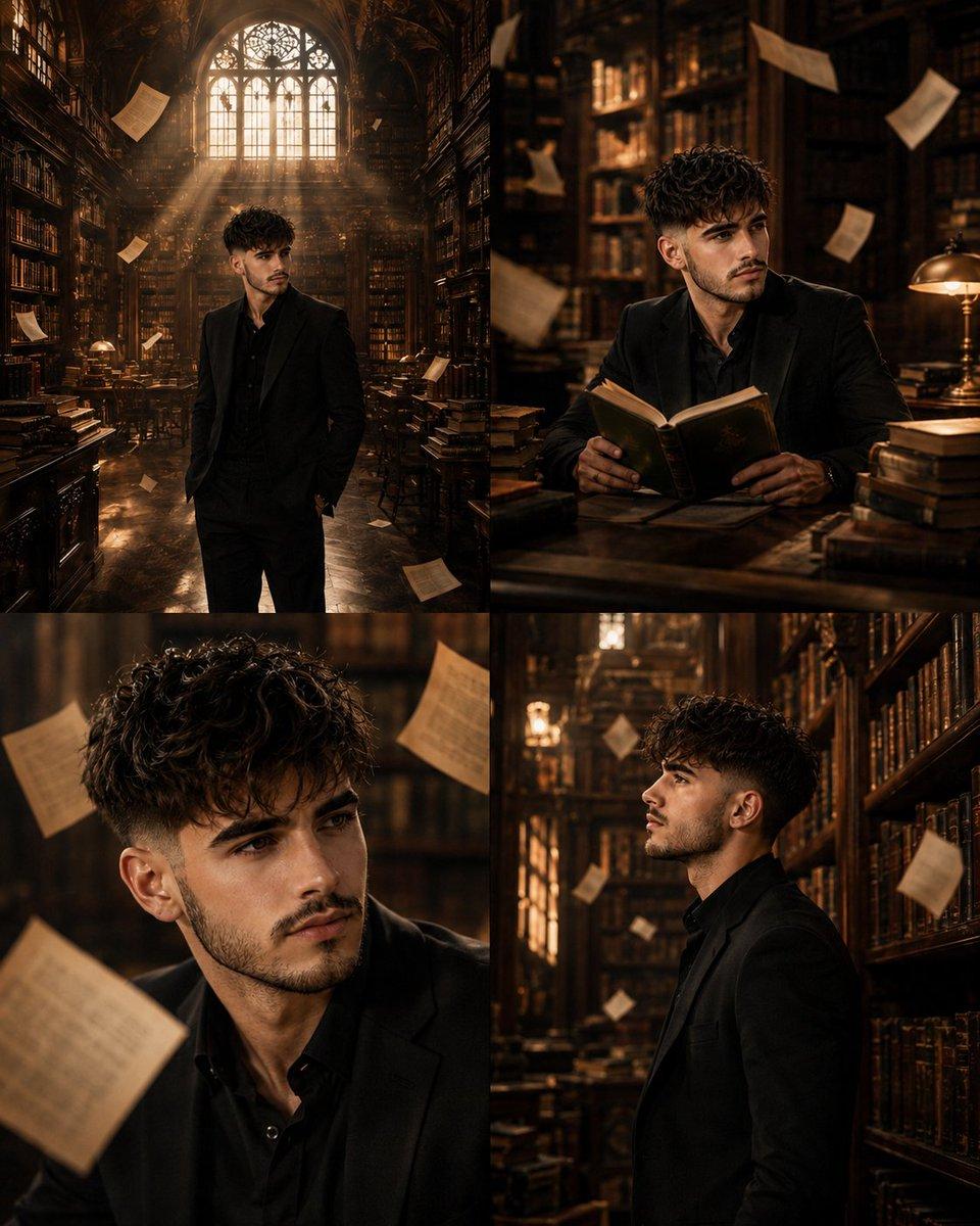 Surreal Library Multi-Angle Portrait - AI image template preview