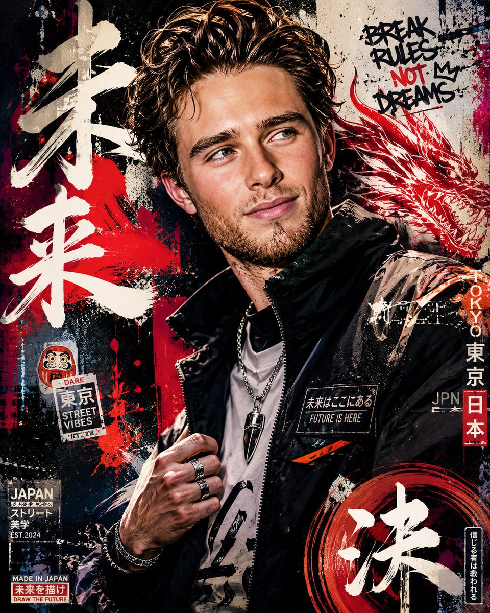 Japanese Graffiti Poster Art - AI image template preview
