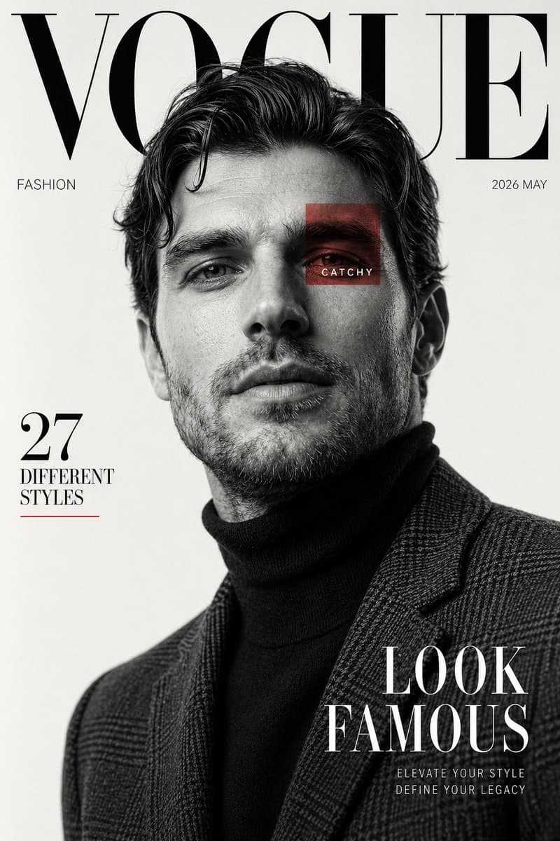 Black and White Fashion Magazine Cover - AI image template preview