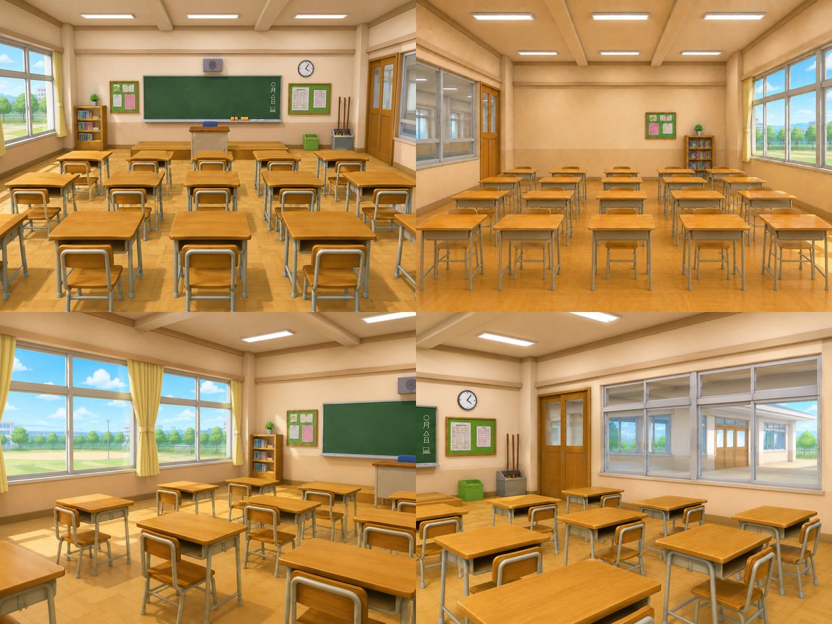 Classroom Interior Four-Way View - AI image template preview