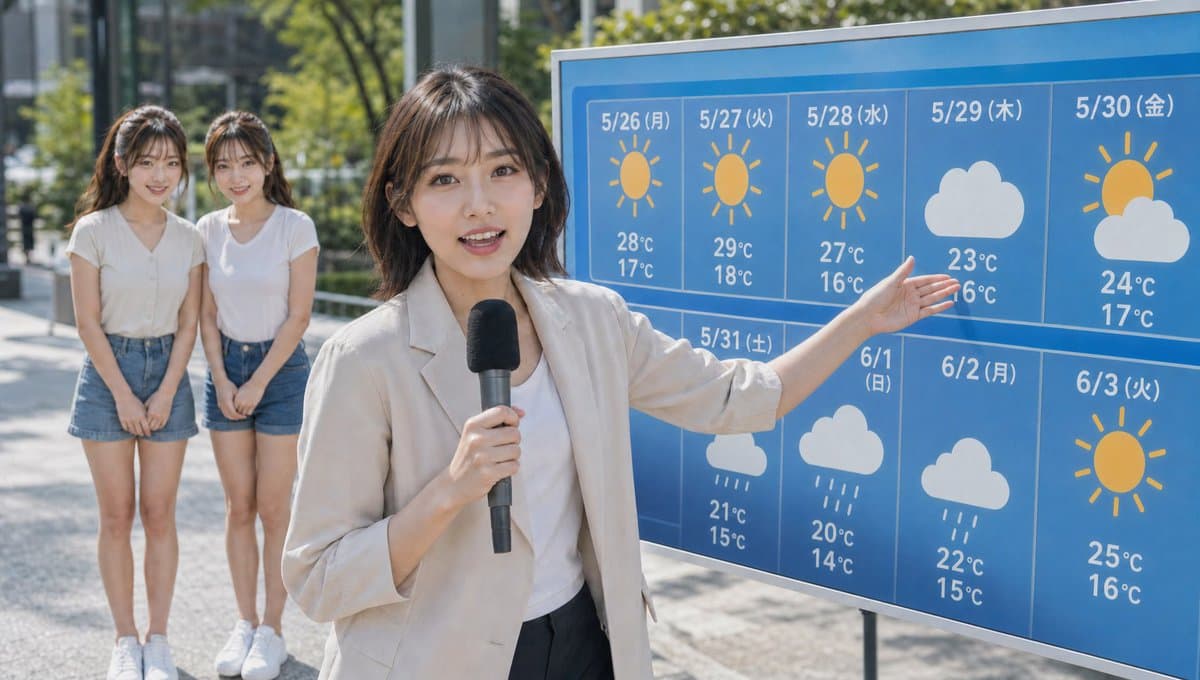 Live TV Weather Forecast Broadcast Scene - AI image template preview