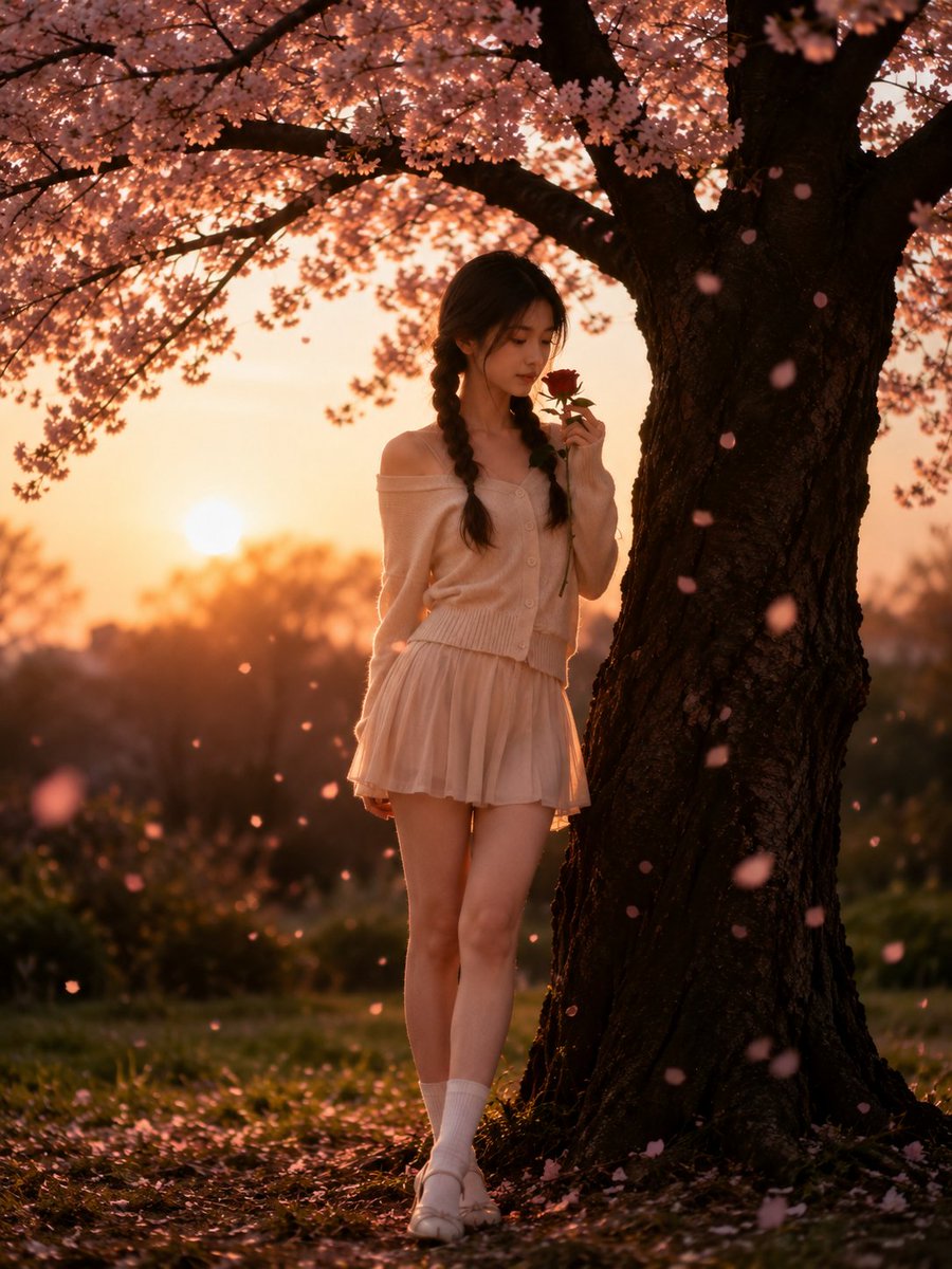Cinematic Cherry Blossom Portrait - AI image template preview
