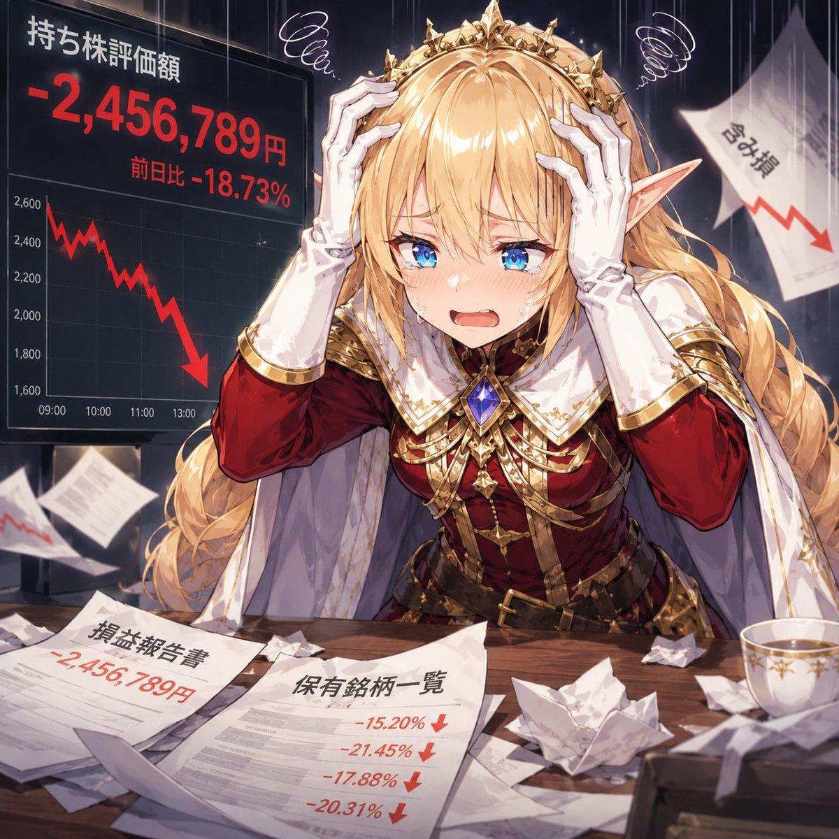 Elf Queen Stock Market Loss Panic - AI image template preview