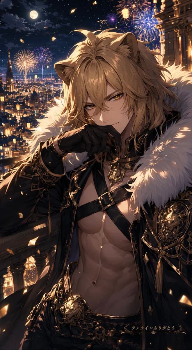 Lion Prince Fireworks Balcony - AI image template preview