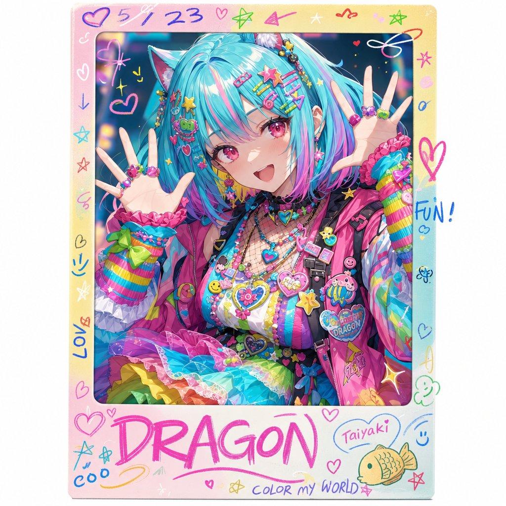 Rainbow Decora Anime Photo Card - AI image template preview