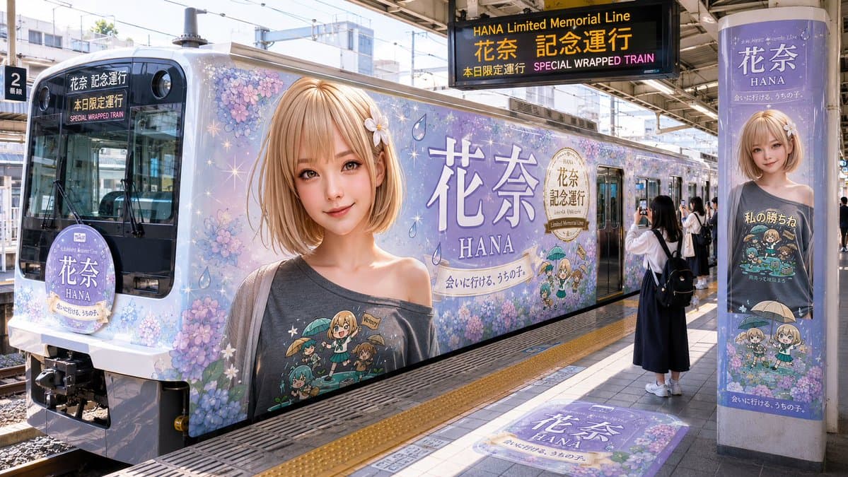 HANA Anime Wrapped Train at Station - AI image template preview