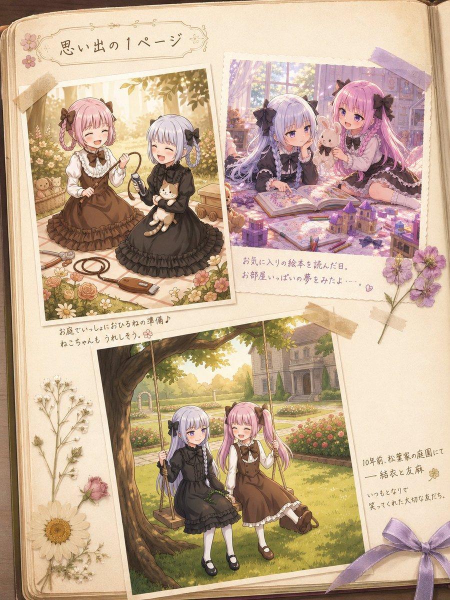 Nostalgic Sisters Scrapbook Page - AI image template preview