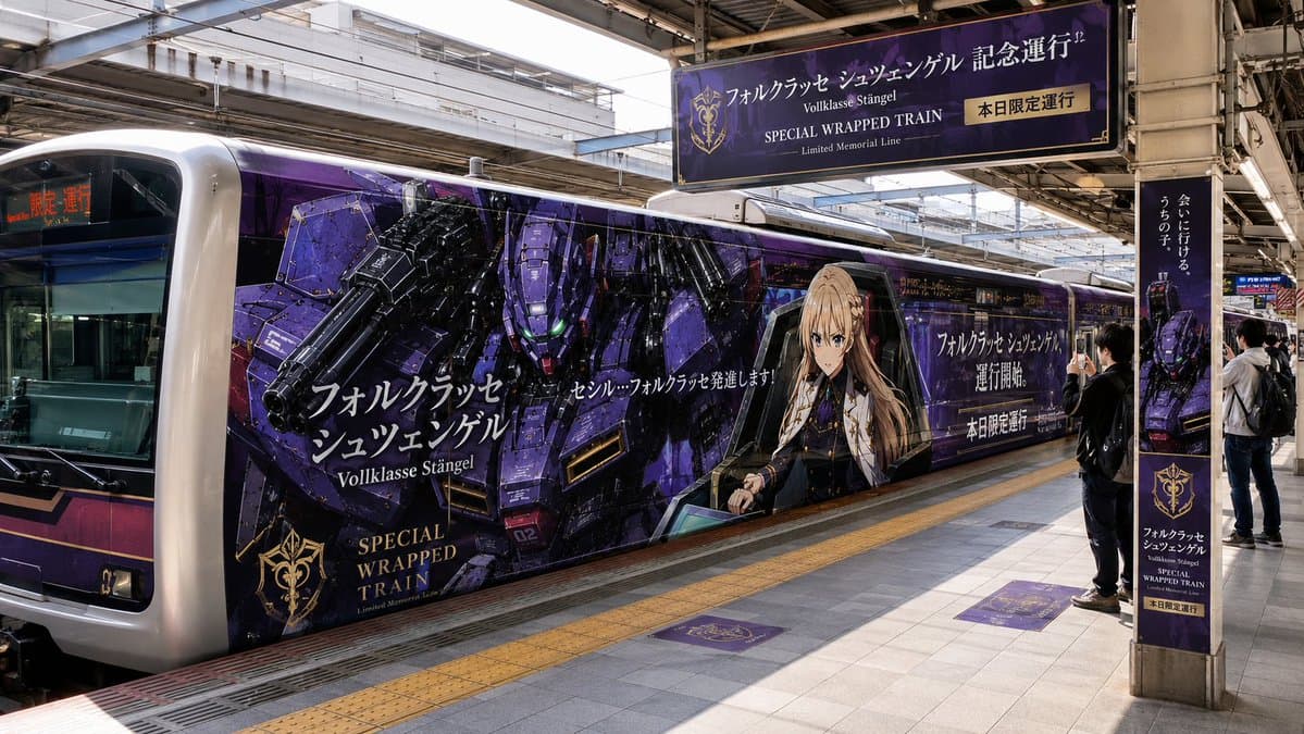 Anime Mecha Wrapped Train at Station - AI image template preview