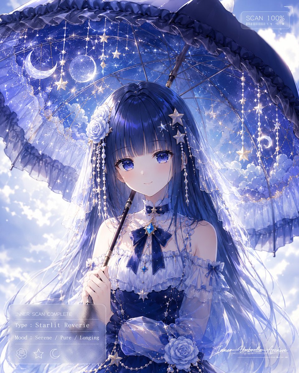 Celestial Anime Umbrella Portrait - AI image template preview