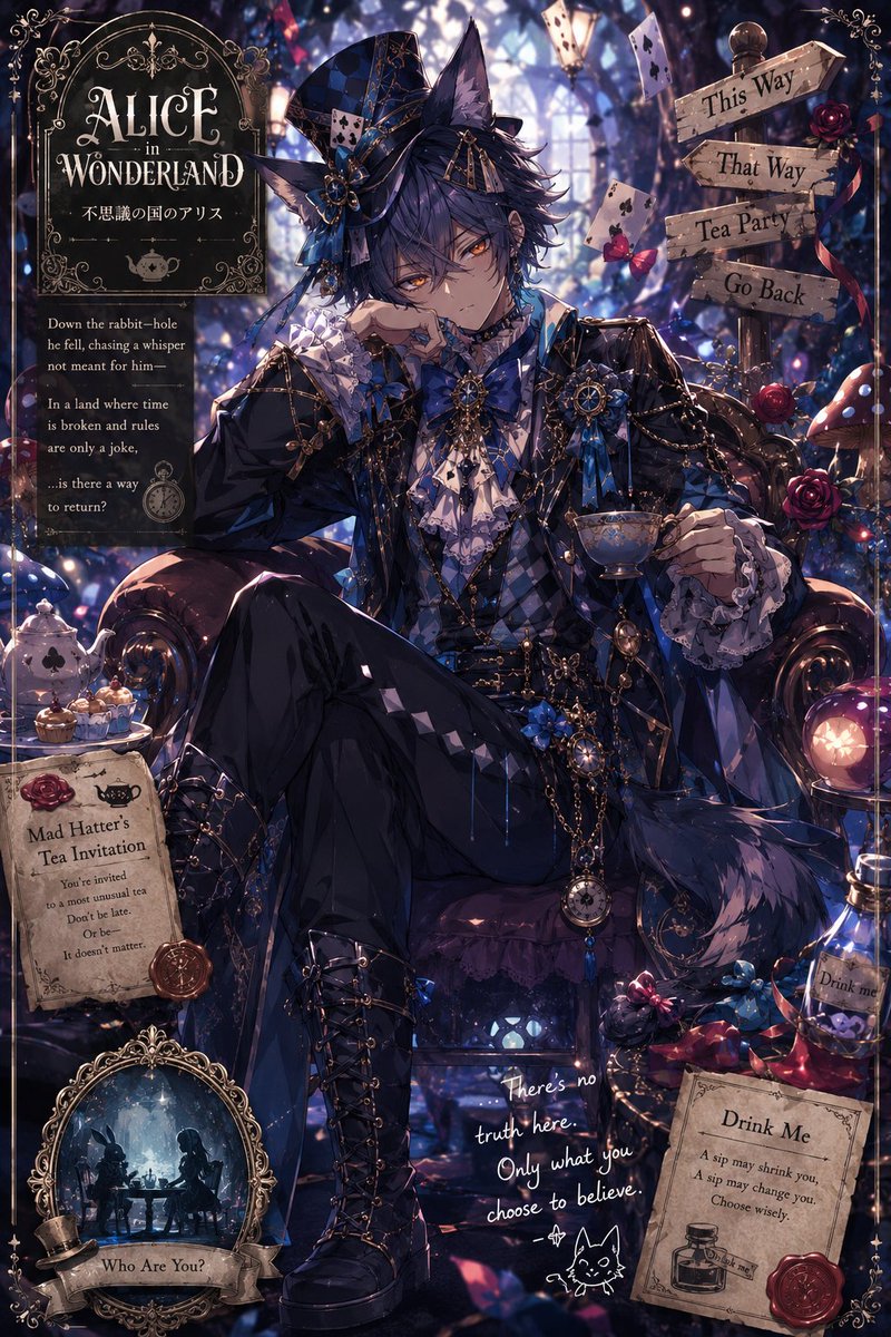 Gothic Alice Tea Party Poster - AI image template preview