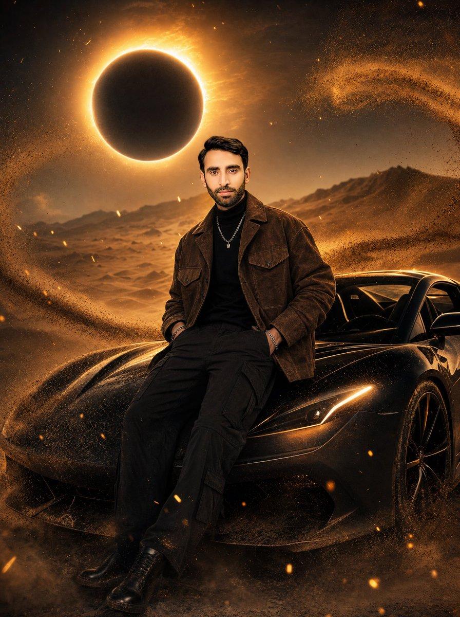 Eclipse Desert Sports Car Portrait - AI image template preview