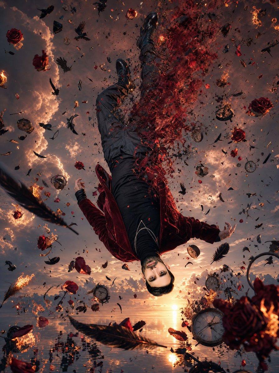 Upside-Down Surreal Falling Man - AI image template preview