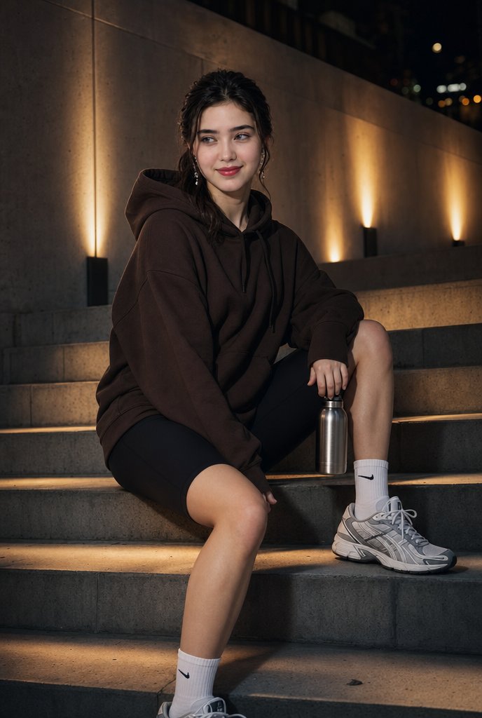 Night Urban Fitness Portrait - AI image template preview