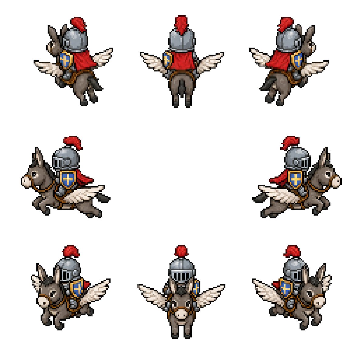 Winged Donkey Knight Sprite Sheet - AI image template preview