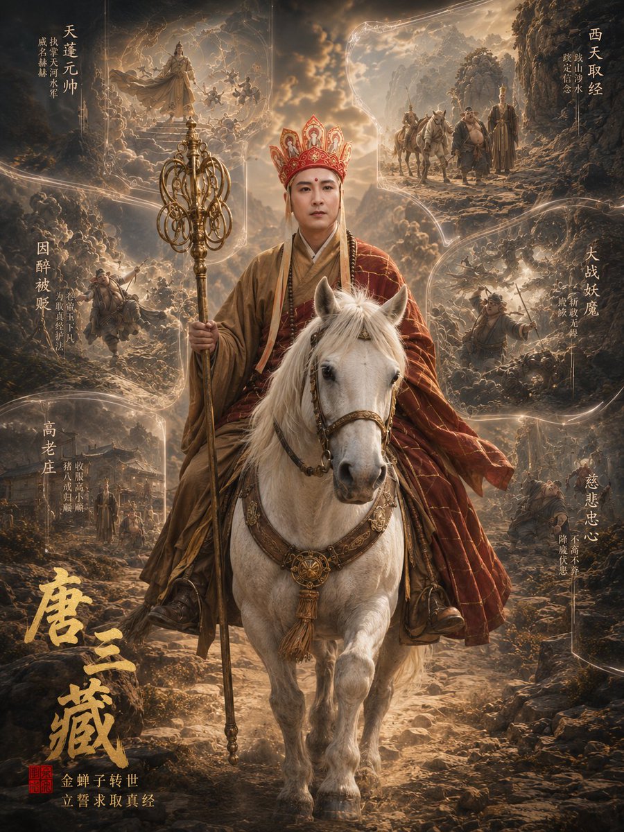 Tang Sanzang Mythic Character Poster - AI image template preview