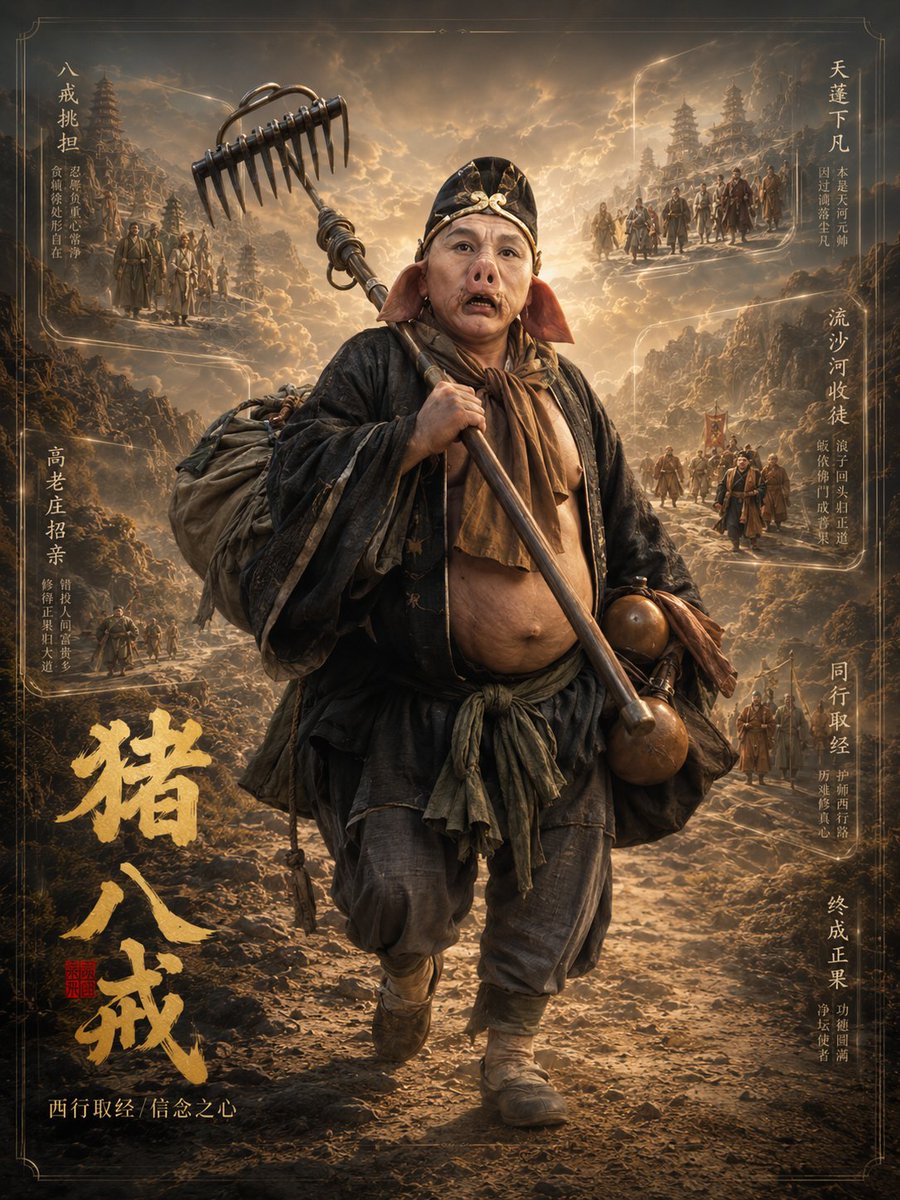 Zhu Bajie 3D Character Poster - AI image template preview