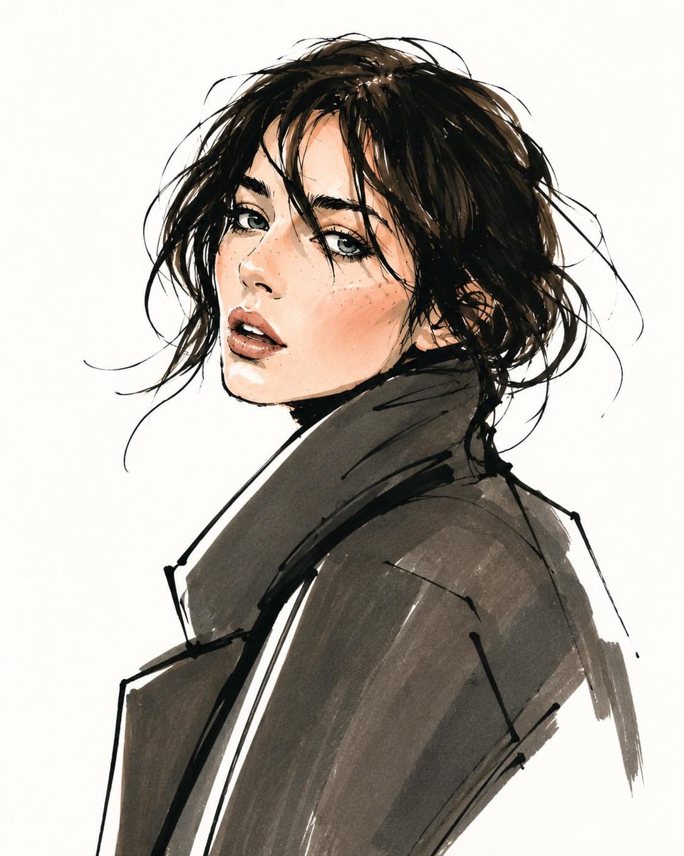 Vogue Style Fashion Sketch - AI image template preview