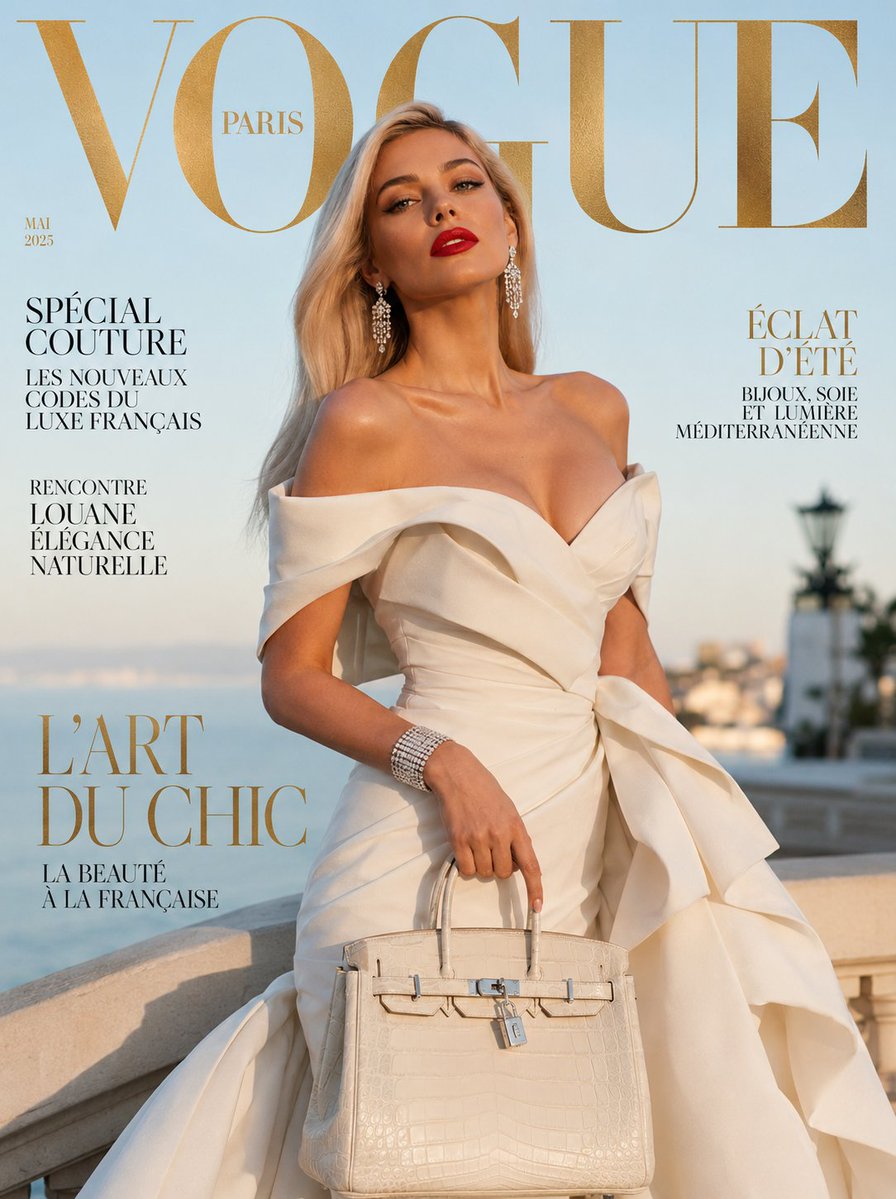 Vogue French Luxury Fashion Cover - AI image template preview