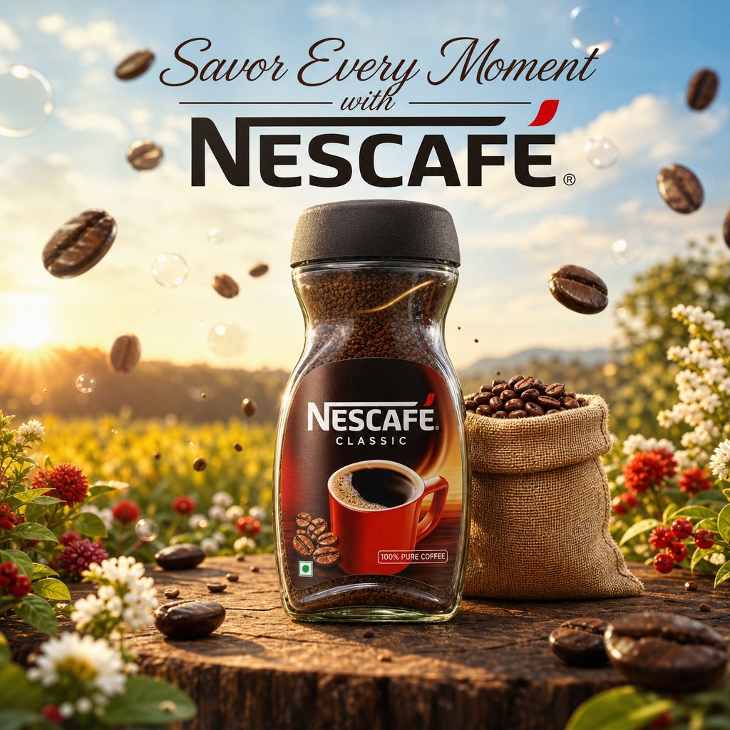 Cinematic Nescafé Product Advertisement - AI image template preview