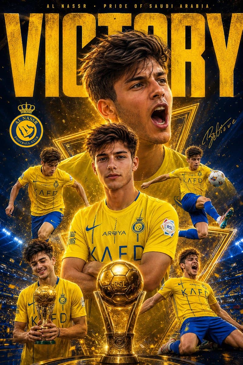Dynamic Football Victory Poster - AI image template preview