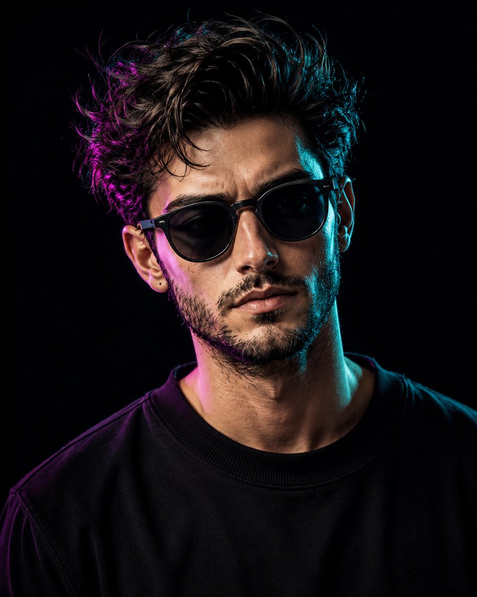 Cinematic Dual-Tone Studio Portrait - AI image template preview