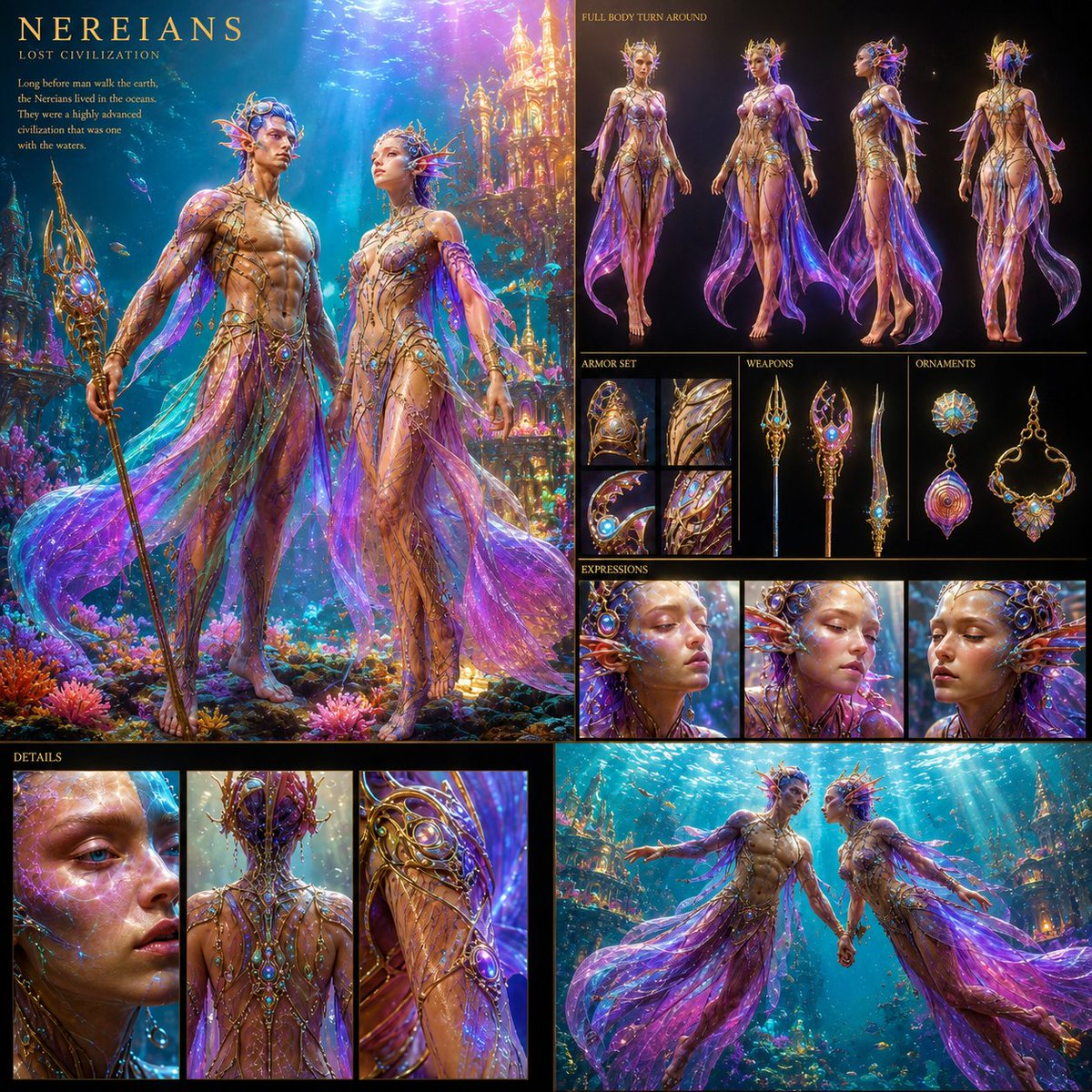Underwater Civilization Character Board - AI image template preview