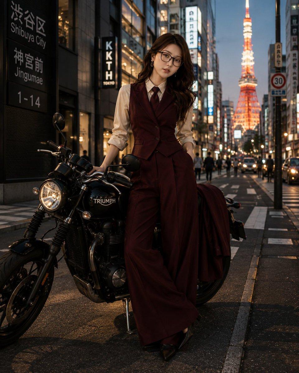 Tokyo Blue Hour Motorcycle Editorial - AI image template preview