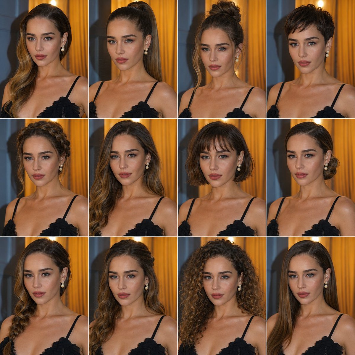 Multi Hairstyle Portrait Collage - AI image template preview