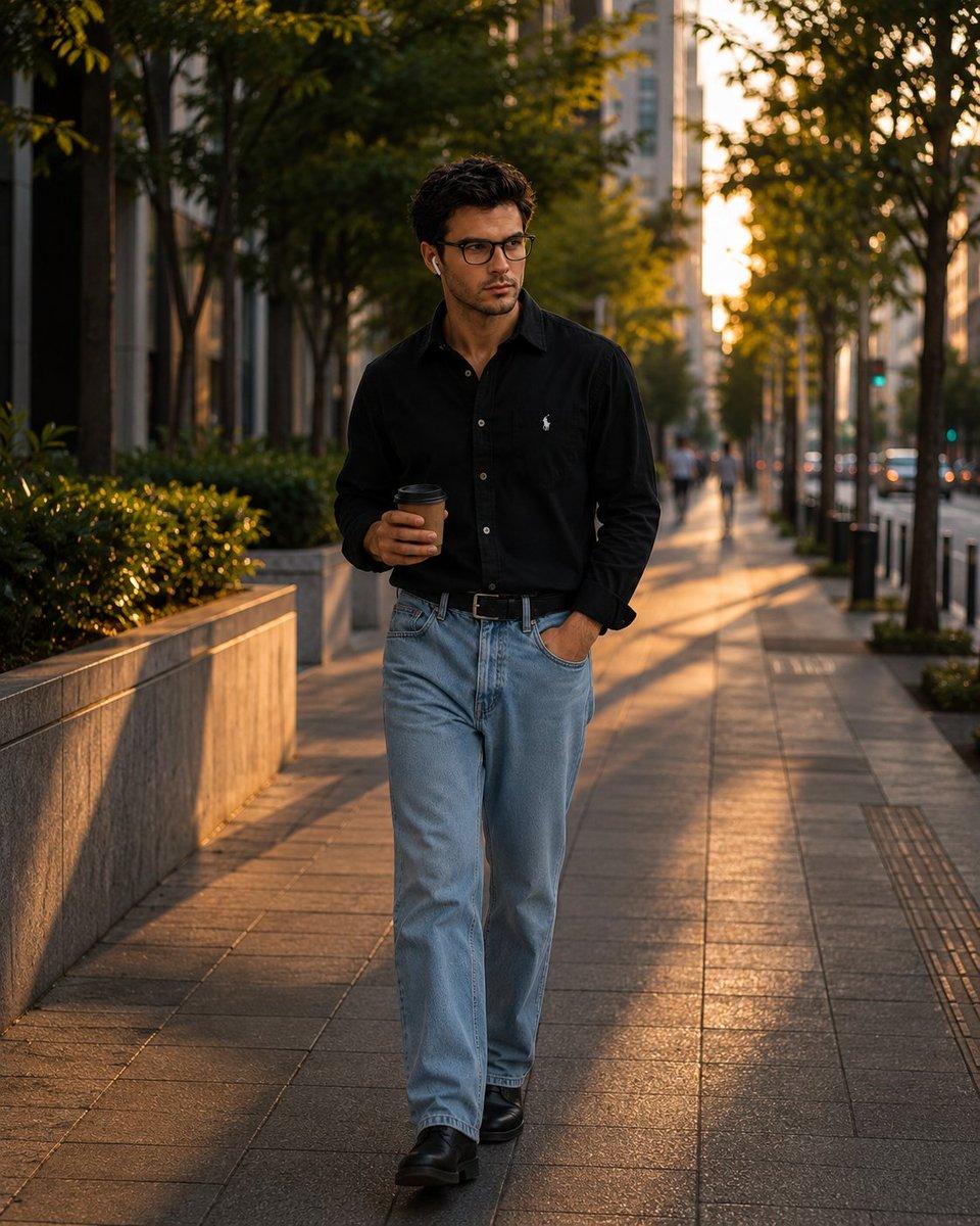 Urban Golden Hour Fashion Photography - AI image template preview