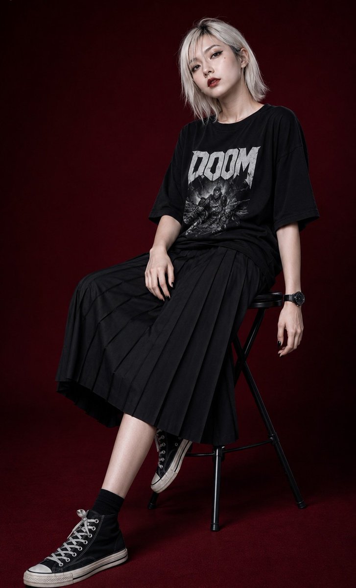 Edgy Asian Fashion Studio Portrait - AI image template preview