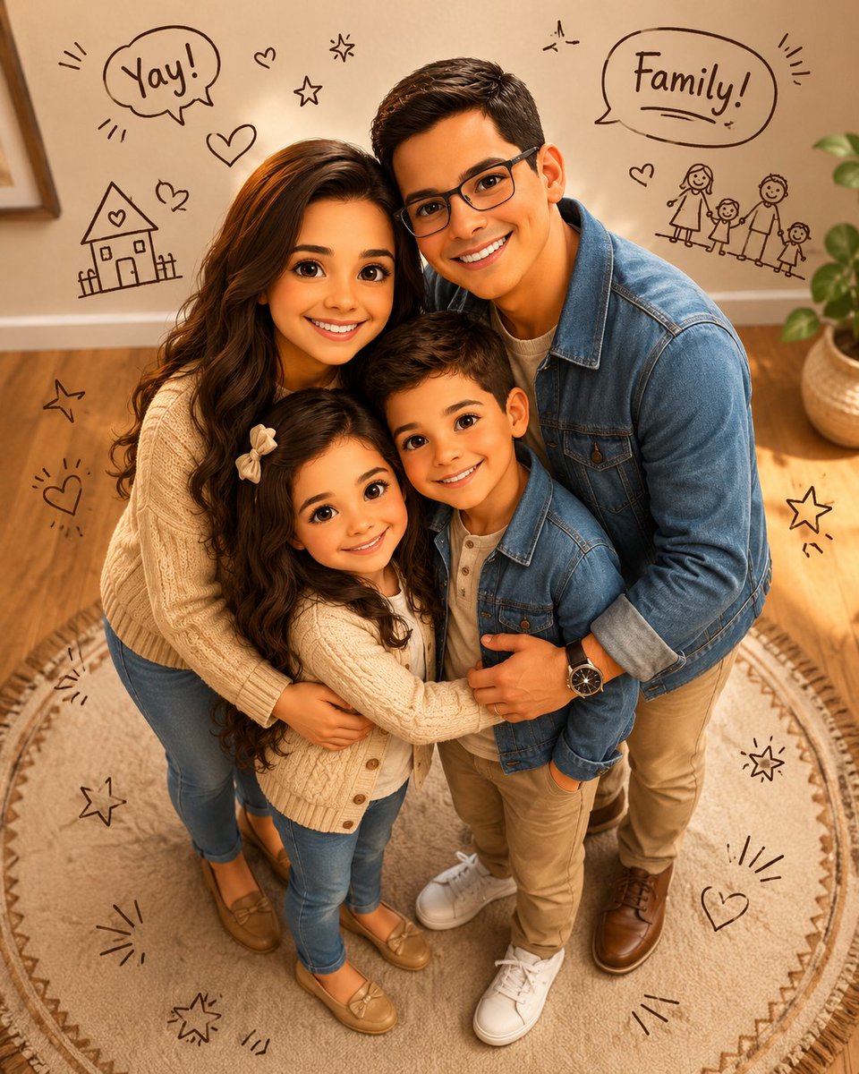 Stylized 3D Animated Family Portrait - AI image template preview